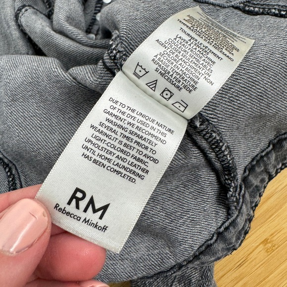 Rebecca Minkoff Studded Denim Jacket Grey Washed Cropped Trucker Style Women's M - Picture 8 of 11